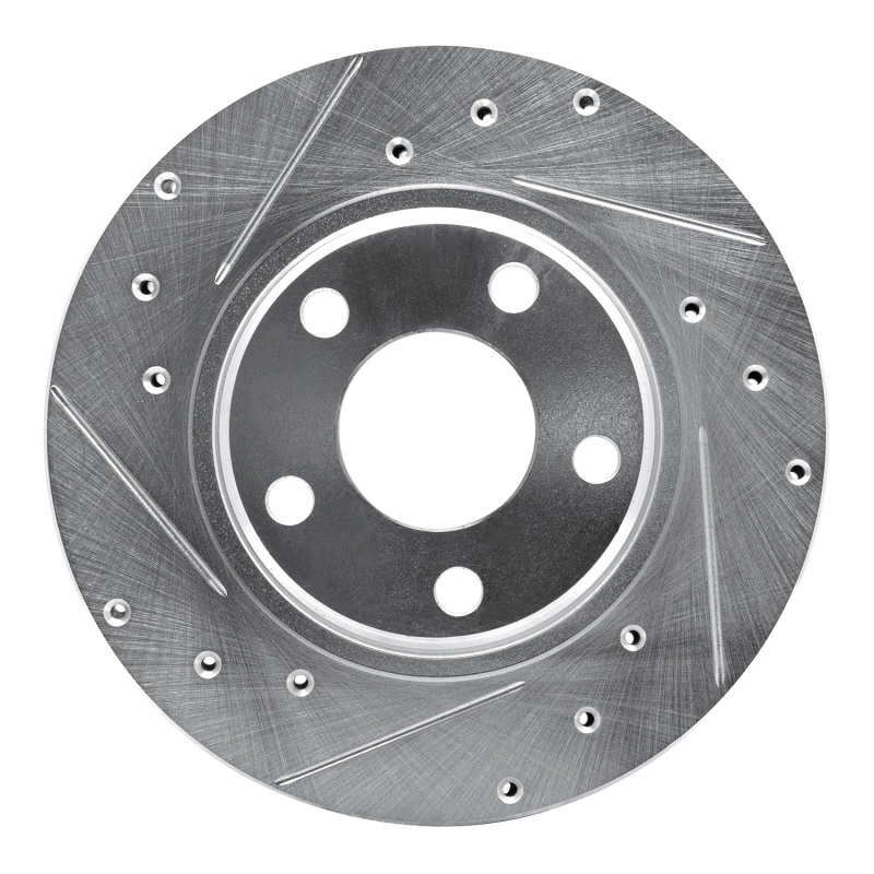 R1 90-93 Mitsubishi Galant Front Left Drilled & Slotted Silver Brake Rotor - 631-72018L