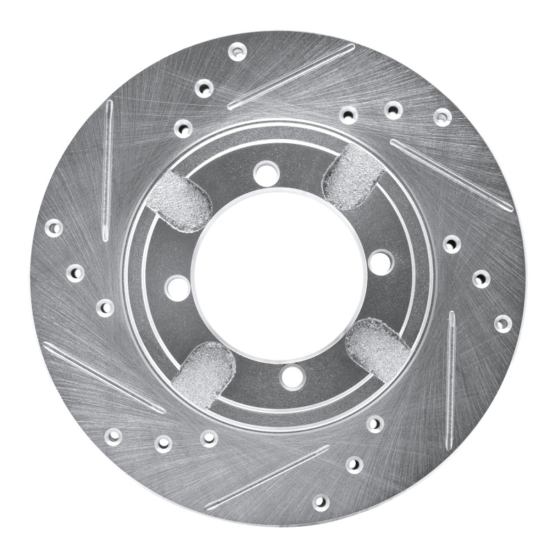 R1 91-92 Mitsubishi Mirage Front Left Drilled & Slotted Silver Brake Rotor - 631-72020L