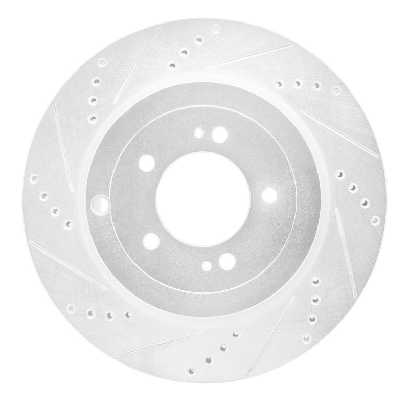 R1 08-15 Mitsubishi Lancer Rear Left Drilled & Slotted Silver Brake Rotor - 631-72042L