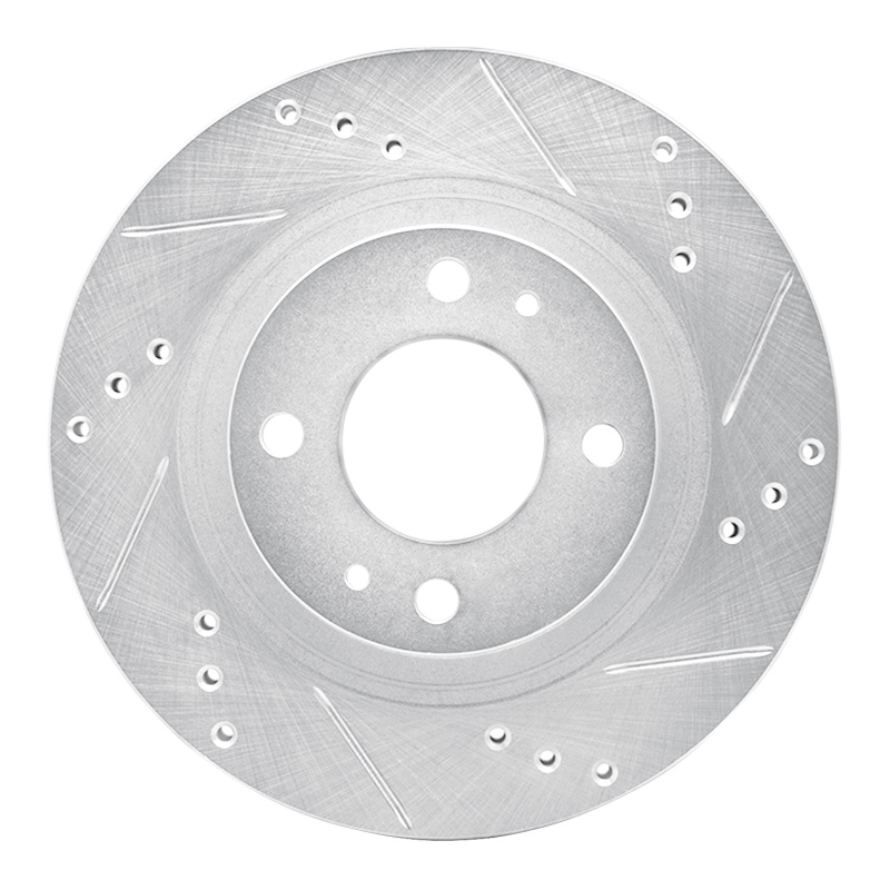 R1 12-17 Mitsubishi I-MIEV Front Right Drilled & Slotted Silver Brake Rotor - 631-72046R