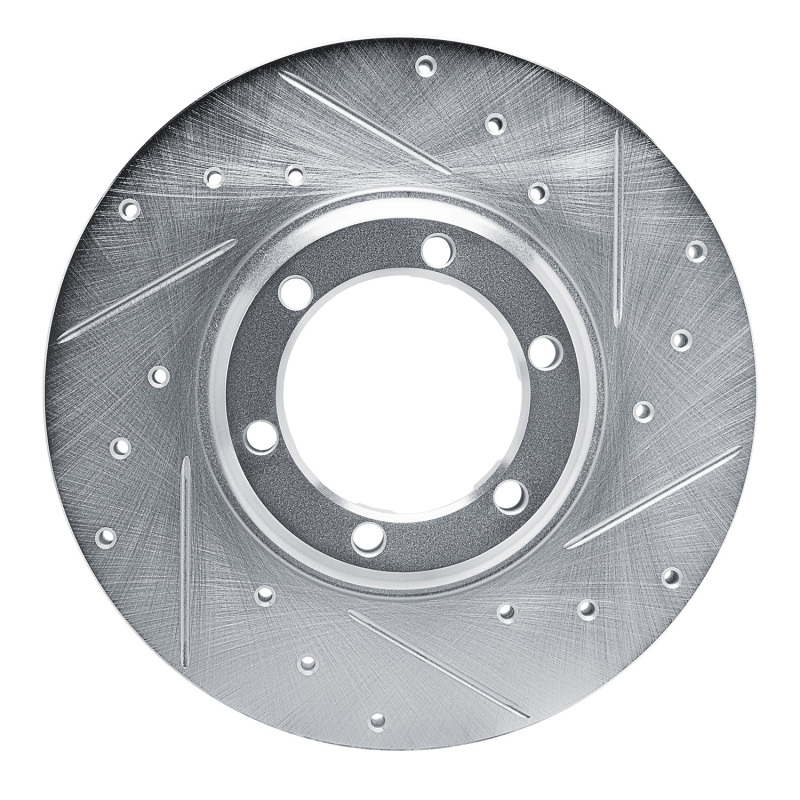 R1 79-86 Dodge D50 Front Right Drilled & Slotted Silver Brake Rotor - 631-72047R