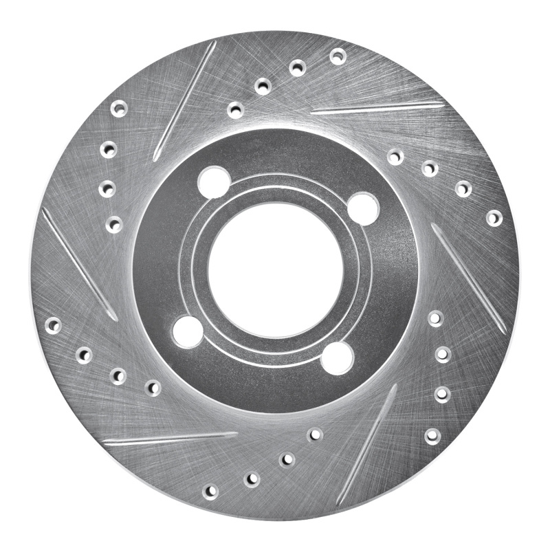 R1 84-87 Audi 4000 Quattro Front Left Drilled & Slotted Silver Brake Rotor - 631-73005L
