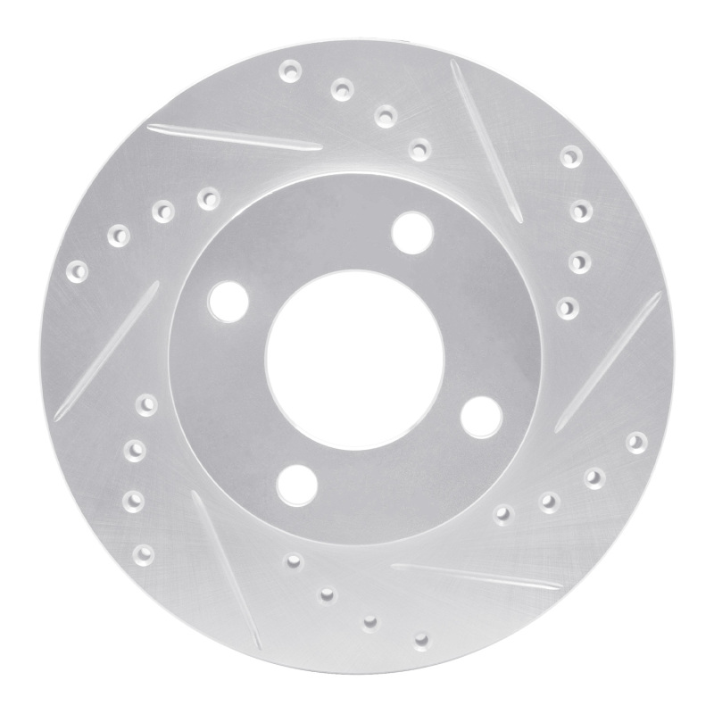 R1 84-87 Audi Coupe Front Right Drilled & Slotted Silver Brake Rotor - 631-73005R