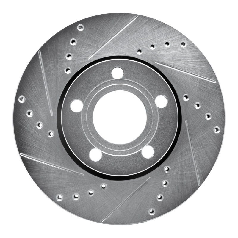 R1 85-91 Audi 5000S Quattro Front Left Drilled & Slotted Silver Brake Rotor - 631-73008L