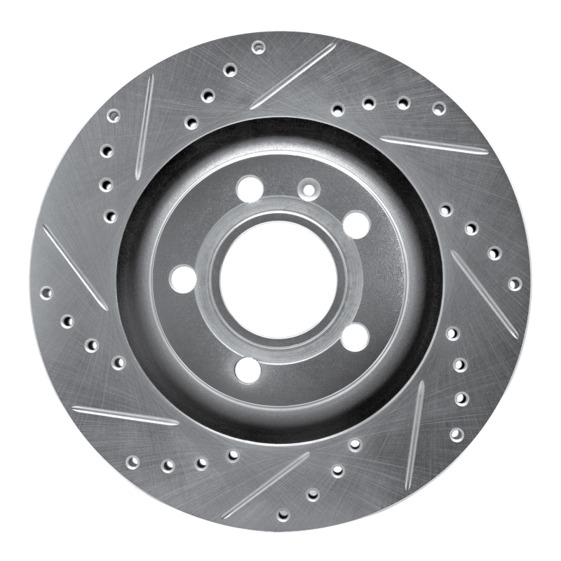 R1 04-09 Audi S4 Rear Left Drilled & Slotted Silver Brake Rotor - 631-73032L