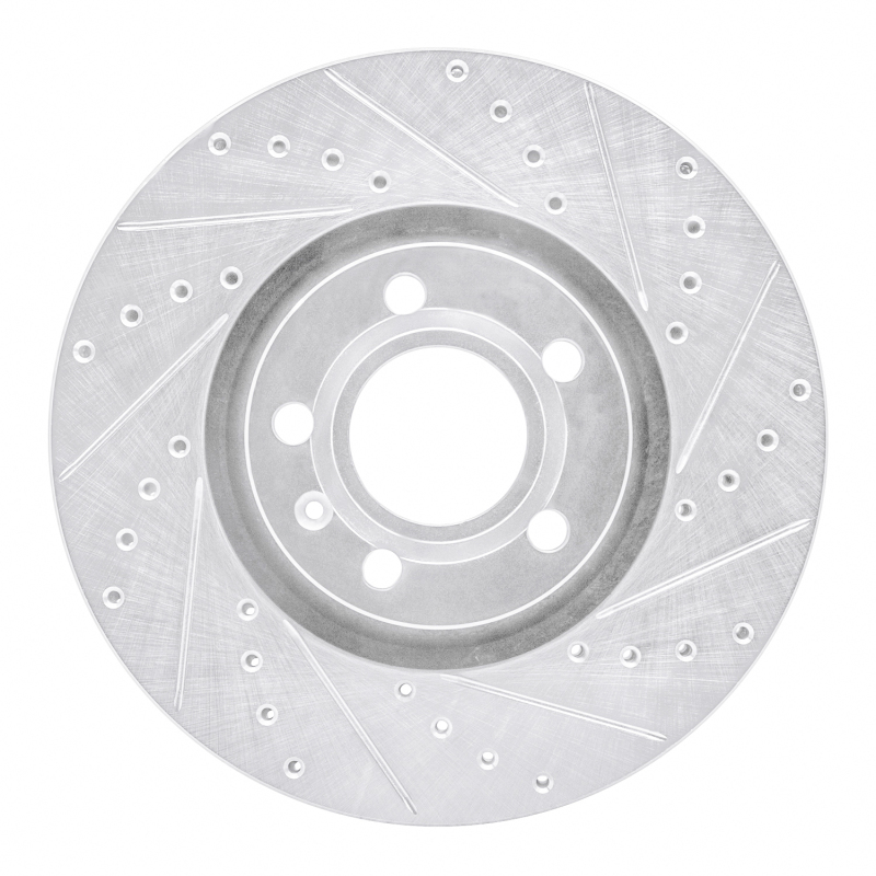 R1 97-06 Audi A6 Quattro Front Right Drilled & Slotted Silver Brake Rotor - 631-73044R