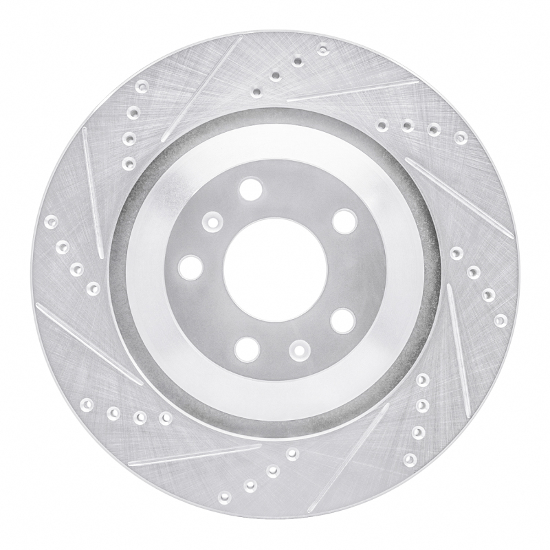 R1 04-18 Audi A8 Rear Left Drilled & Slotted Silver Brake Rotor - 631-73046L