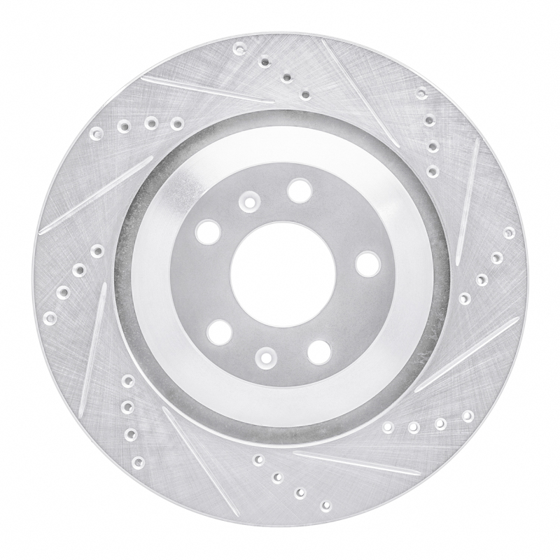 R1 04-18 Audi A8 Rear Right Drilled & Slotted Silver Brake Rotor - 631-73046R