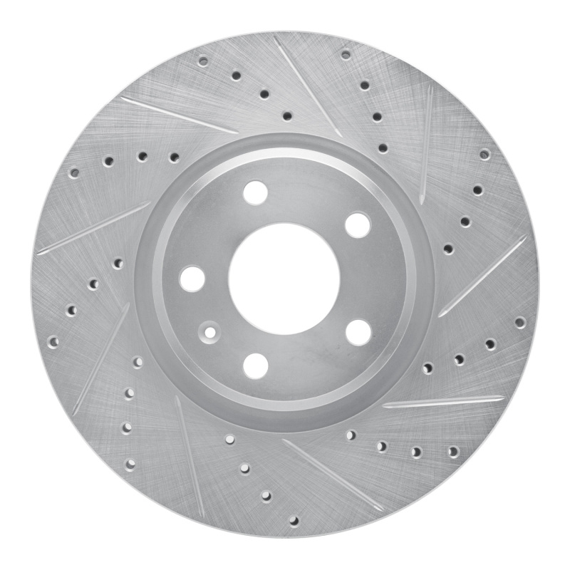 R1 11-17 Audi A5 Front Right Drilled & Slotted Silver Brake Rotor - 631-73065R