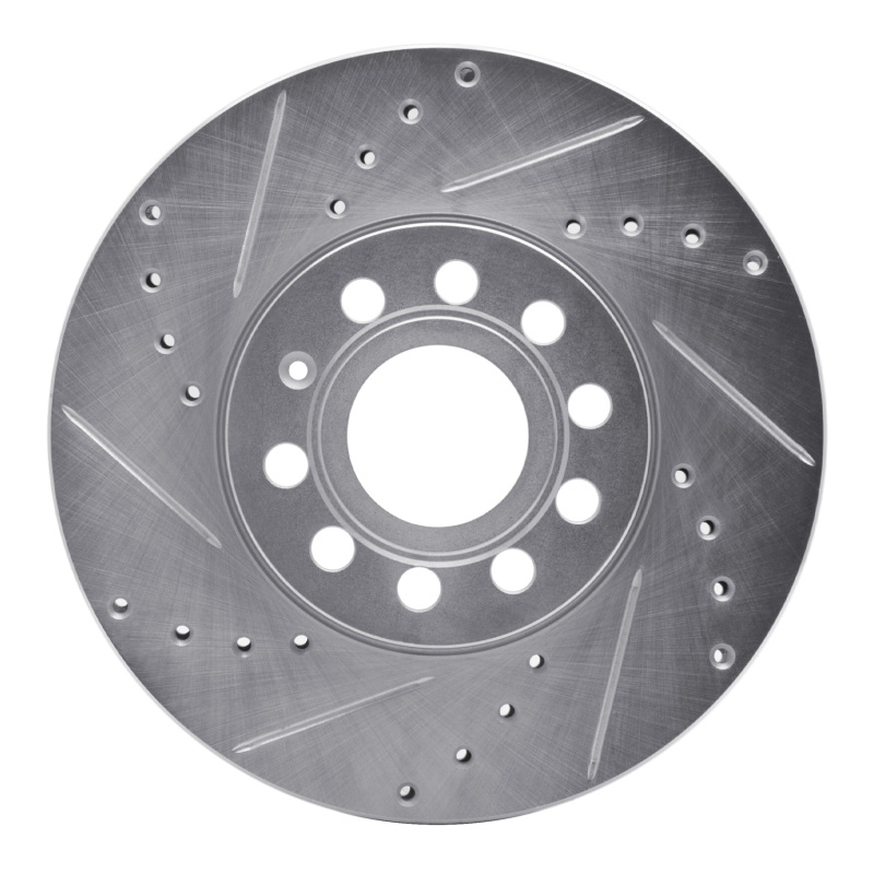 R1 05-25 Audi A3 (Mexico) Front Left Drilled & Slotted Silver Brake Rotor - 631-74028L