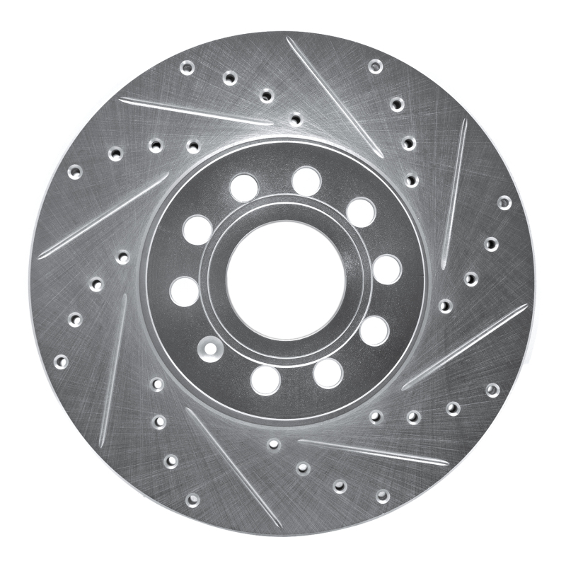 R1 05-25 Audi A3 (Mexico) Front Right Drilled & Slotted Silver Brake Rotor - 631-74028R