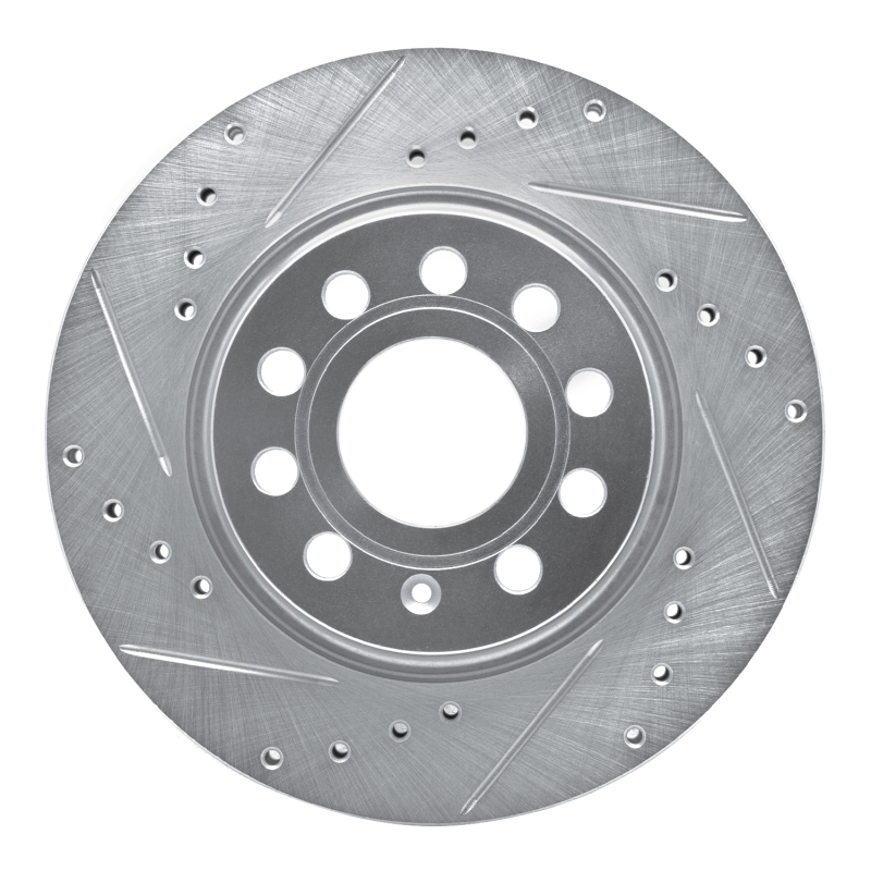 R1 05-15 Volkswagen Jetta Sedan Front Left Drilled & Slotted Silver Brake Rotor - 631-74032L