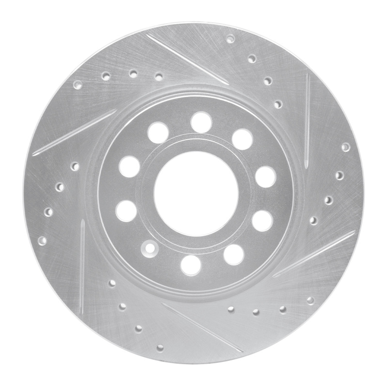 R1 05-15 Volkswagen Jetta Sedan Front Right Drilled & Slotted Silver Brake Rotor - 631-74032R
