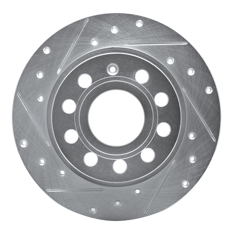 R1 10-19 Audi A3 Rear Left Drilled & Slotted Silver Brake Rotor - 631-74033L