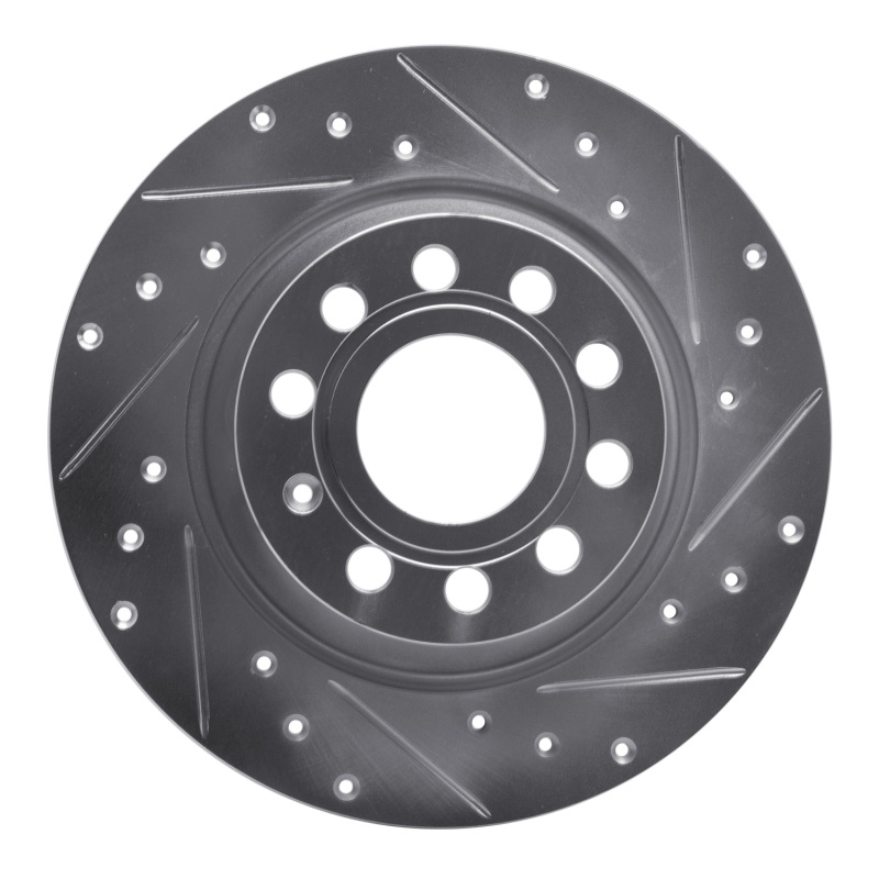 R1 05-18 Audi Q3 Rear Right Drilled & Slotted Silver Brake Rotor - 631-74055R