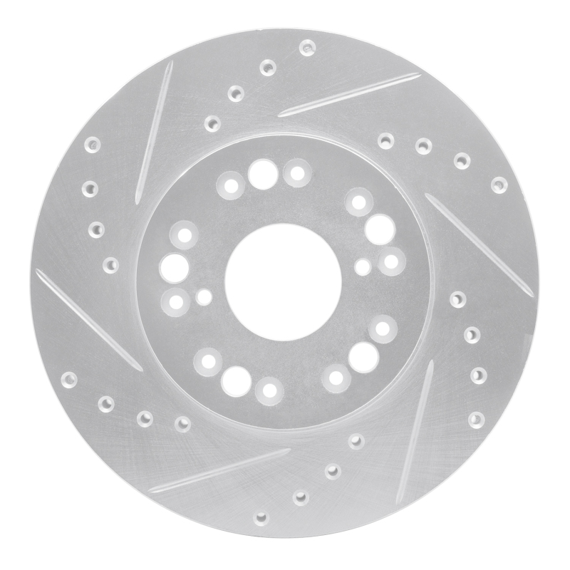 R1 91-92 Lexus LS400 Front Left Drilled & Slotted Silver Brake Rotor - 631-75002L
