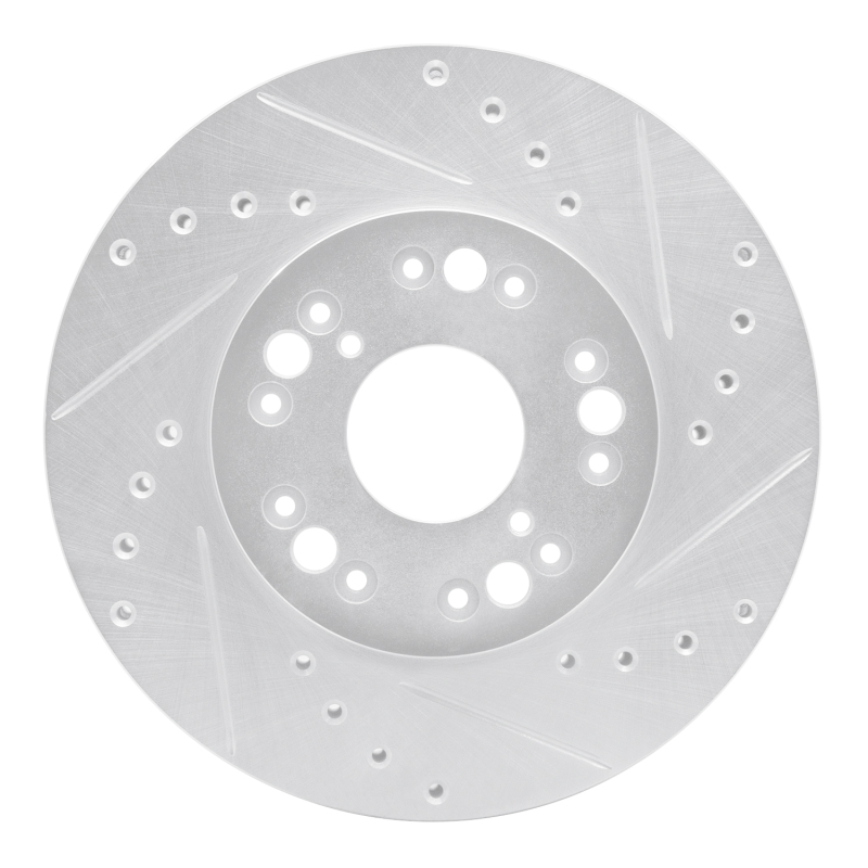 R1 91-92 Lexus LS400 Front Right Drilled & Slotted Silver Brake Rotor - 631-75002R