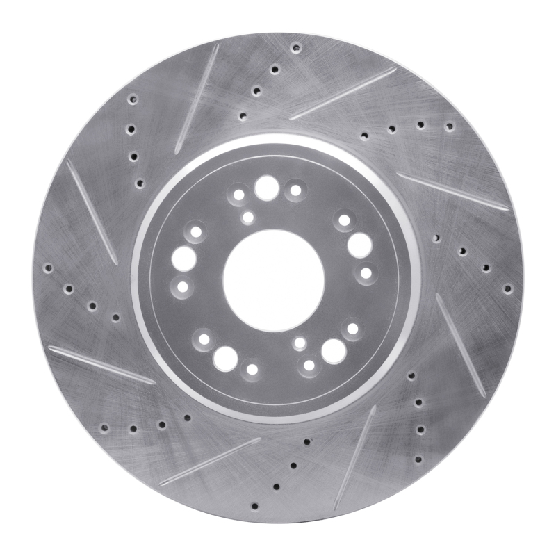 R1 1995-2000 Lexus LS400 Front Left Drilled & Slotted Silver Brake Rotor - 631-75008L