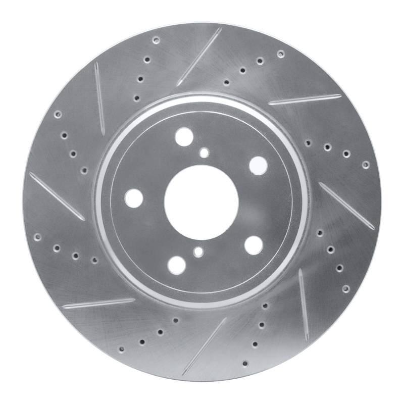 R1 01-06 Lexus LS430 Front Left Drilled & Slotted Silver Brake Rotor - 631-75009L