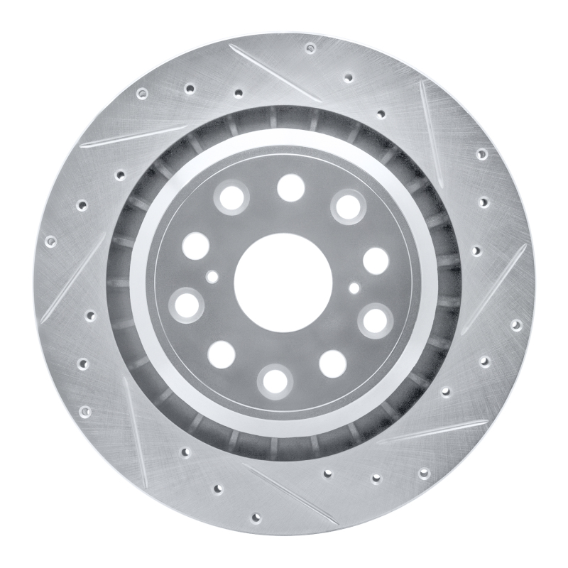 R1 07-17 Lexus LS460 Right Rear Drilled & Slotted Silver Brake Rotor - 631-75022D