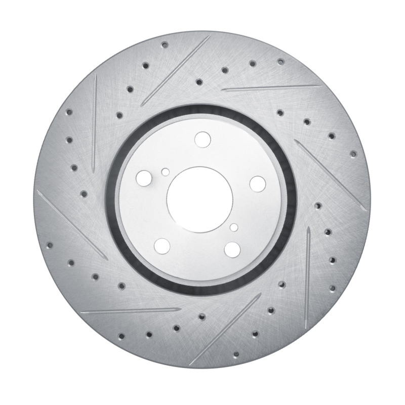 R1 07-11 Lexus GS350 Left Front Drilled & Slotted Silver Brake Rotor - 631-75023D