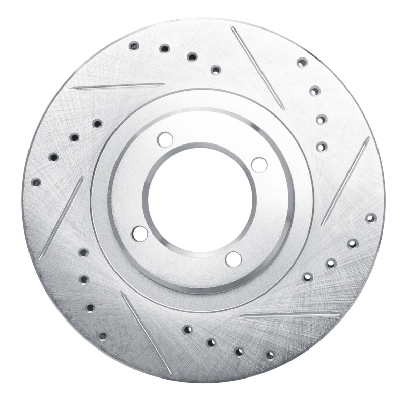 R1 85-88 Toyota Cressida Front Right Drilled & Slotted Silver Brake Rotor - 631-76030R