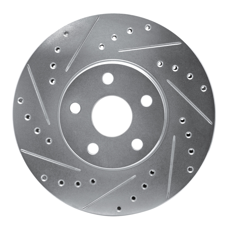 R1 87-91 Lexus ES250 Front Left Drilled & Slotted Silver Brake Rotor - 631-76042L