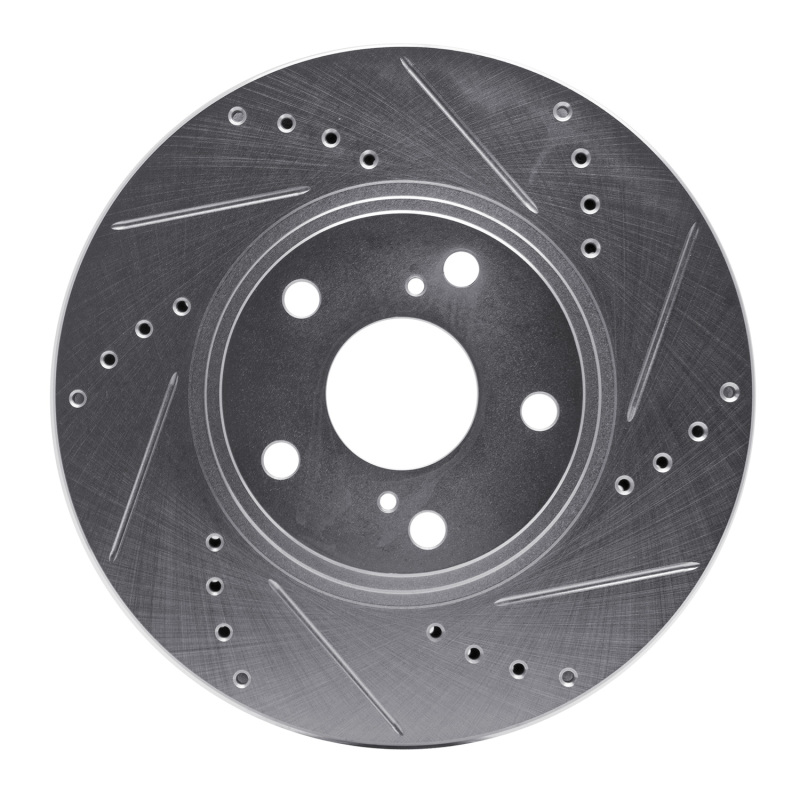 R1 99-07 Lexus ES300 Front Right Drilled & Slotted Silver Brake Rotor - 631-76055R