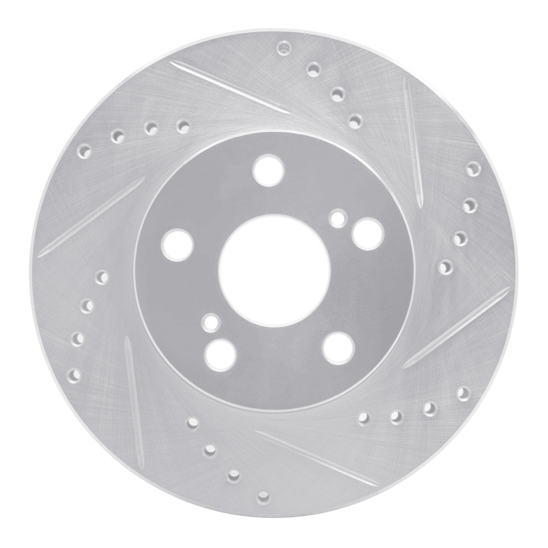 R1 04-09 Toyota Prius Front Right Drilled & Slotted Silver Brake Rotor - 631-76077R