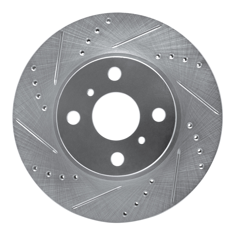 R1 06-19 Scion IQ Front Left Drilled & Slotted Silver Brake Rotor - 631-76078L