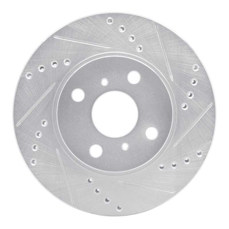 R1 06-19 Scion IQ Front Right Drilled & Slotted Silver Brake Rotor - 631-76078R