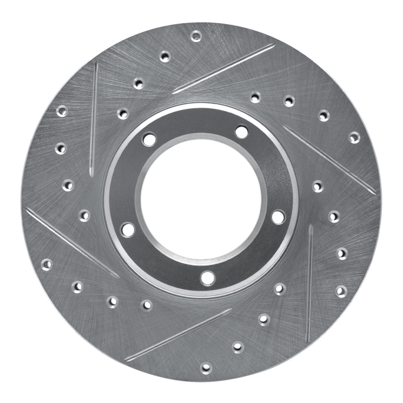 R1 85-92 Toyota Pickup Front Left Drilled & Slotted Silver Brake Rotor - 631-76098L