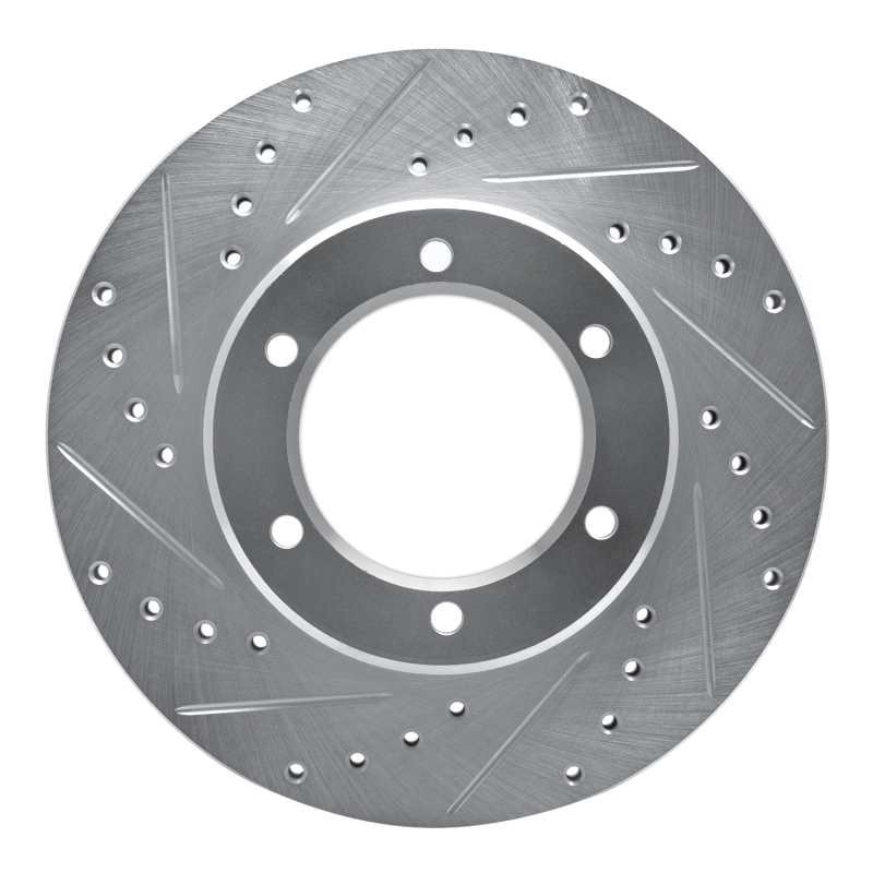 R1 86-95 Toyota Pickup Front Left Drilled & Slotted Silver Brake Rotor - 631-76102L