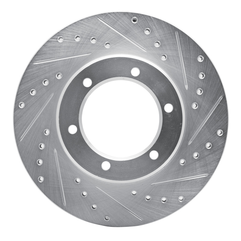 R1 86-95 Toyota Pickup Front Right Drilled & Slotted Silver Brake Rotor - 631-76102R