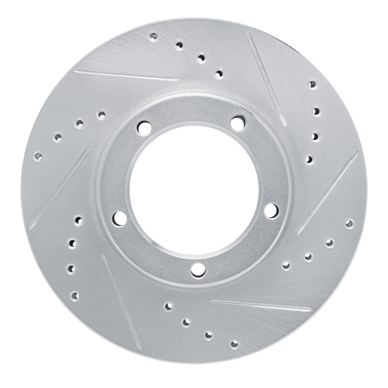 R1 86-89 Toyota Van Front Right Drilled & Slotted Silver Brake Rotor - 631-76104R