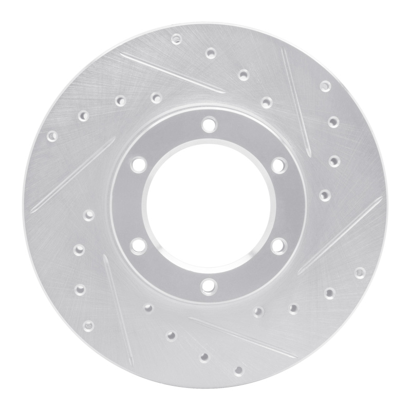 R1 87-88 Toyota Pickup Front Right Drilled & Slotted Silver Brake Rotor - 631-76105R