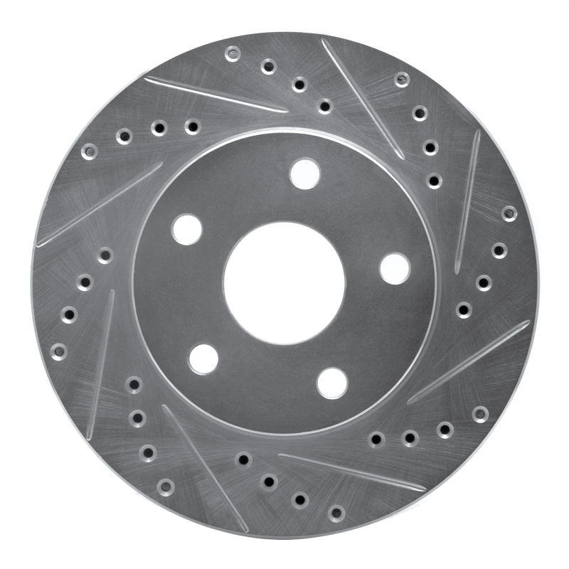 R1 91-96 Toyota Previa Front Right Drilled & Slotted Silver Brake Rotor - 631-76111R