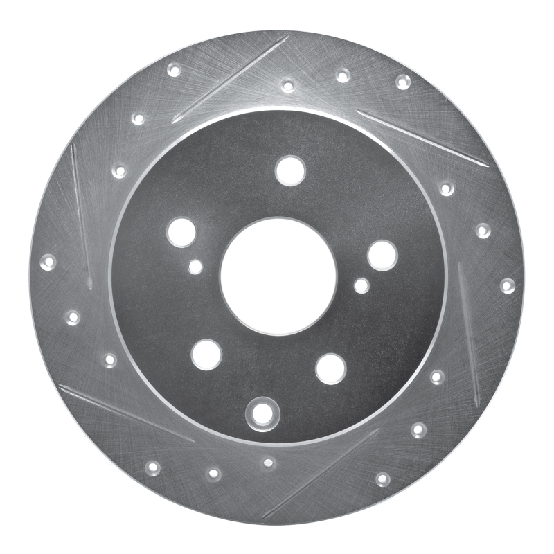 R1 06-18 Lexus HS250H Rear Left Drilled & Slotted Silver Brake Rotor - 631-76134L