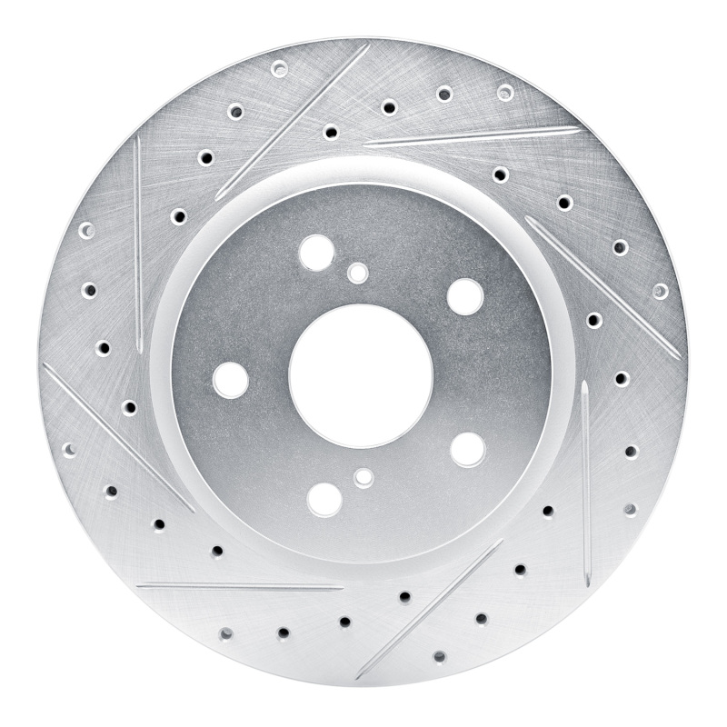 R1 18-25 Lexus ES250 Front Left Drilled & Slotted Silver Brake Rotor - 631-76154L