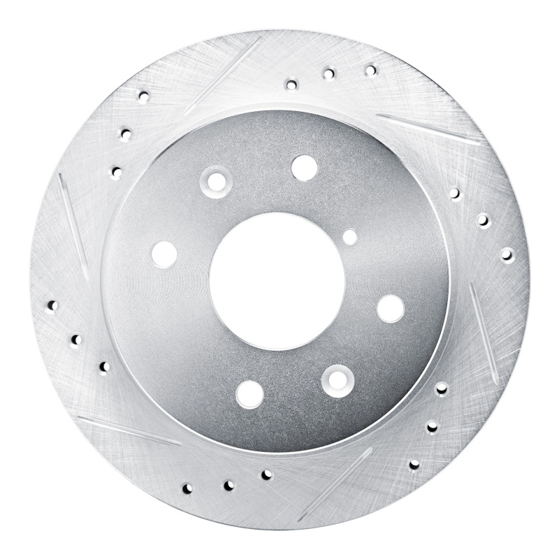 R1 84-85 Mazda RX-7 Rear Left Drilled & Slotted Silver Brake Rotor - 631-80008L