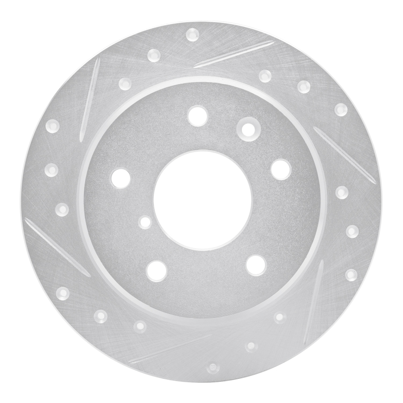 R1 89-91 Mazda RX-7 Rear Left Drilled & Slotted Silver Brake Rotor - 631-80024L