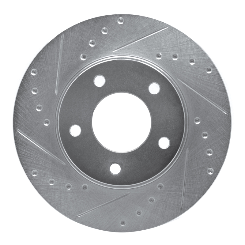 R1 92-03 Mazda Protege Front Left Drilled & Slotted Silver Brake Rotor - 631-80027L