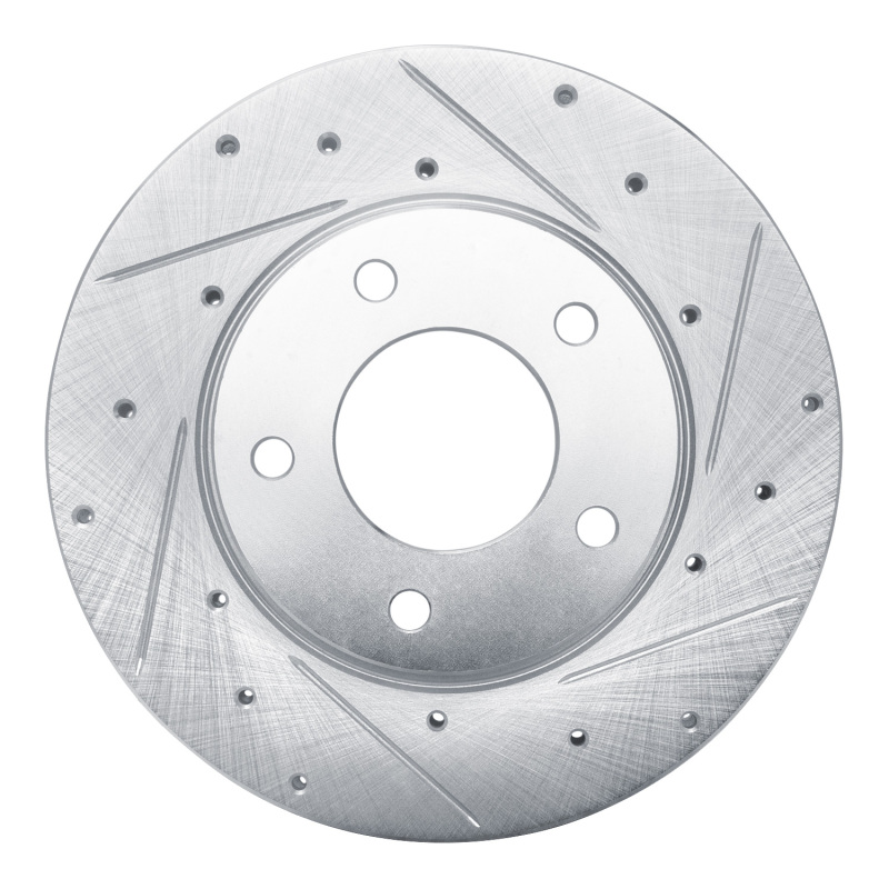 R1 92-03 Mazda 626 Front Right Drilled & Slotted Silver Brake Rotor - 631-80027R
