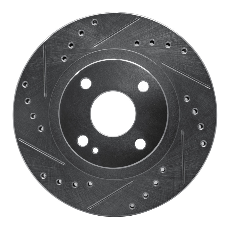 R1 99-03 Mazda Protege Front Left Drilled & Slotted Silver Brake Rotor - 631-80034L
