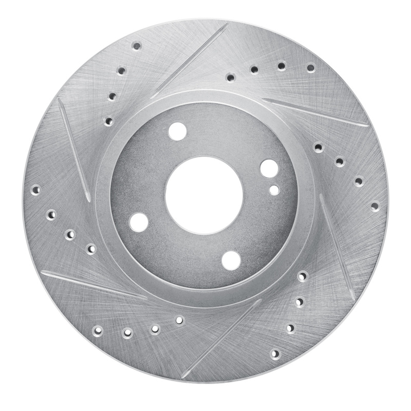 R1 01-05 Mazda Miata Front Left Drilled & Slotted Silver Brake Rotor - 631-80036L