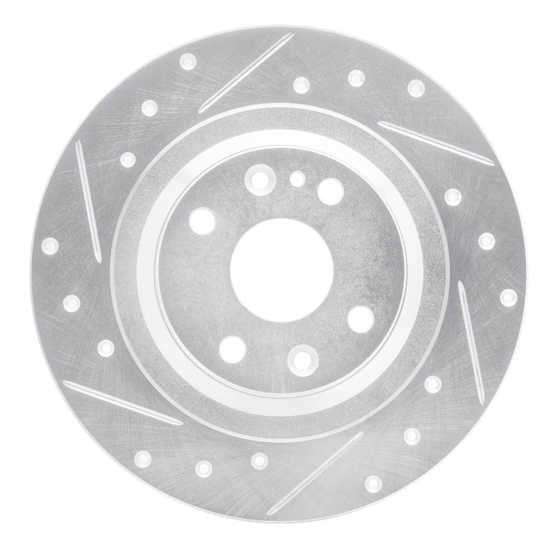 R1 01-05 Mazda Miata Rear Left Drilled & Slotted Silver Brake Rotor - 631-80037L