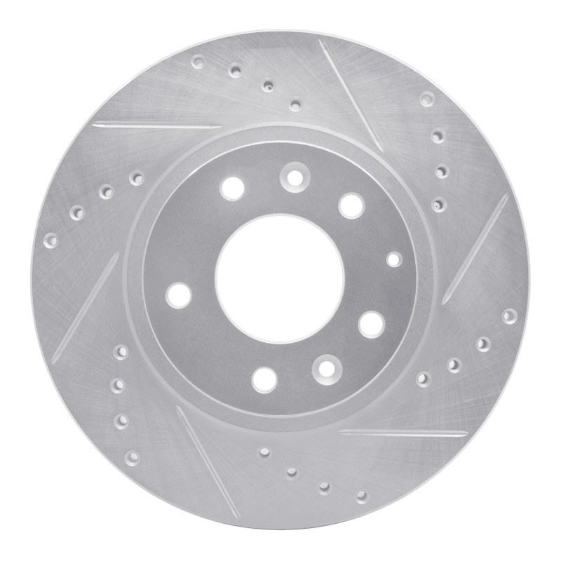 R1 06-15 Mazda MX-5 Miata Front Right Drilled & Slotted Silver Brake Rotor - 631-80047R