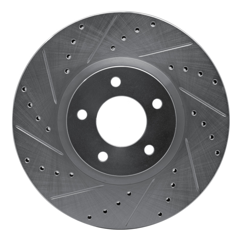 R1 07-13 Mazda 3 Front Left Drilled & Slotted Silver Brake Rotor - 631-80048L