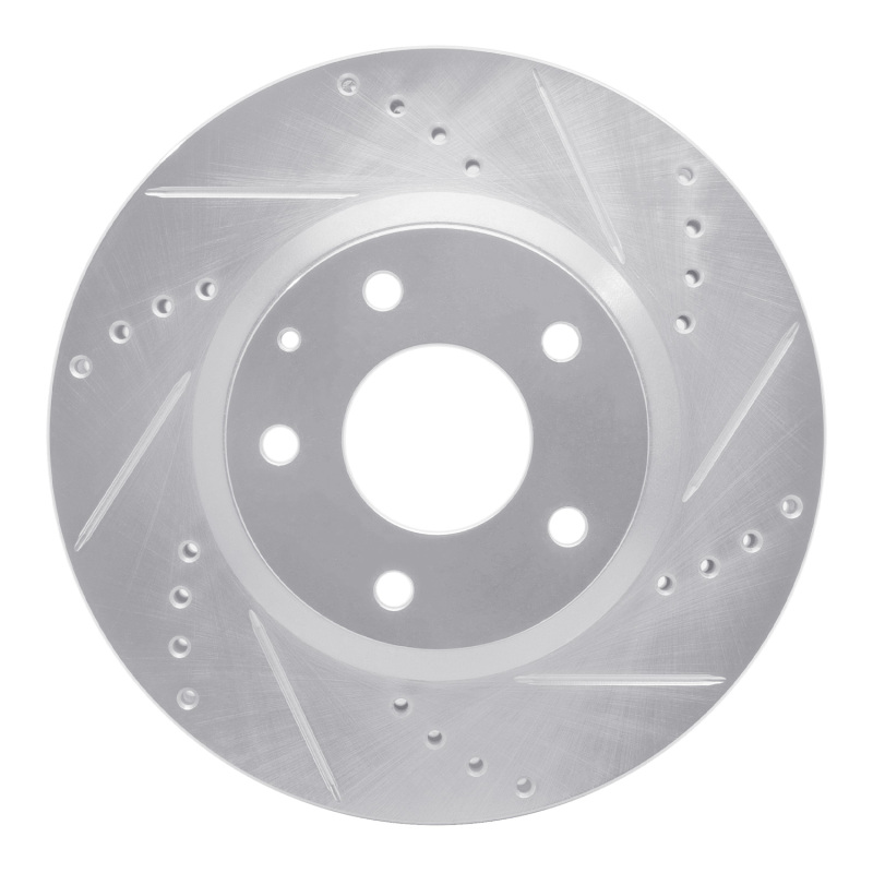 R1 14-24 Mazda 3 Front Right Drilled & Slotted Silver Brake Rotor - 631-80052R