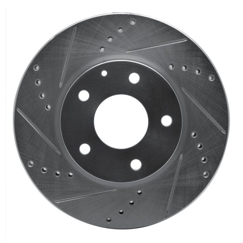 R1 14-24 Mazda CX-3 Front Left Drilled & Slotted Silver Brake Rotor - 631-80053L